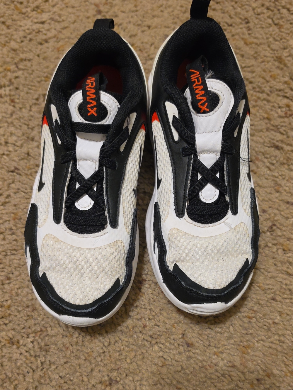 Nike Air Max Kids Black White Orange Athletic Shoes